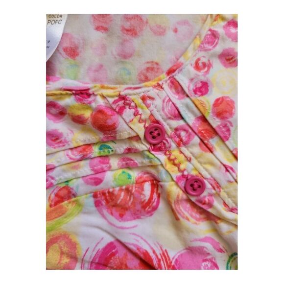 🤑 3 for - Runway by Cherokee Bright Spotted Scoop Neck Cotton Scrub Top Size M - Picture 2 of 3